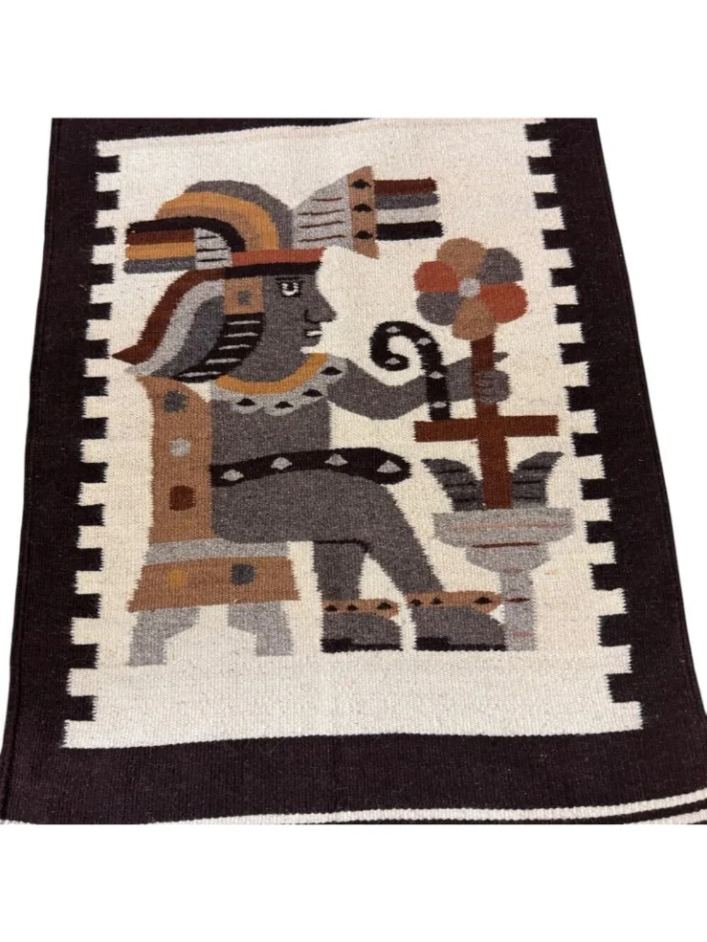 Mayan Wool Rug Wall Hanging Handwoven Yumil Kaxob Maize Corn God